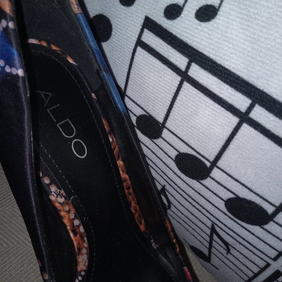 PRICED JUST RIGHT! Aldo Pumps Jewelry Mixed Print Platform Heels Sz 37 (US 6.5) - Picture 12 of 12